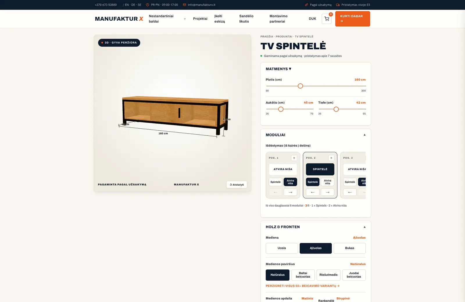 TV spintelė - 3D-konfiguratorius, Manufaktur X